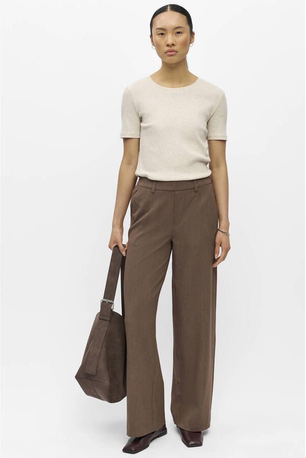 OBJECT wide leg pantalon lichtbruin - Foto 2
