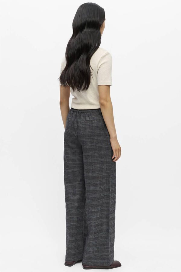 OBJECT wide leg pantalon met krijtstreep grijs - Foto 3