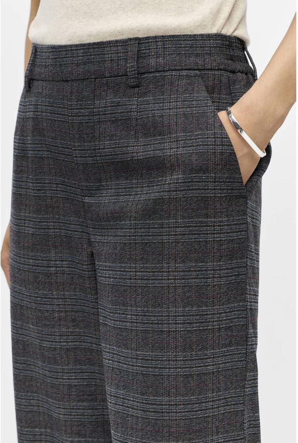OBJECT wide leg pantalon met krijtstreep grijs - Foto 2