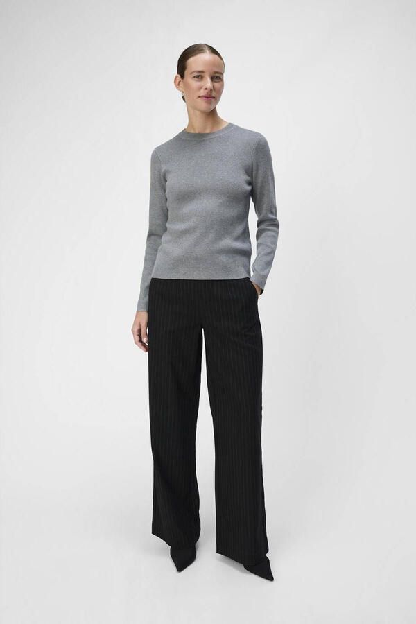 OBJECT wide leg pantalon met krijtstreep OBJLISA - Foto 6