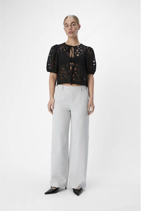 OBJECT Dames Broeken Objlisa Wide Pant Lichtgrijs