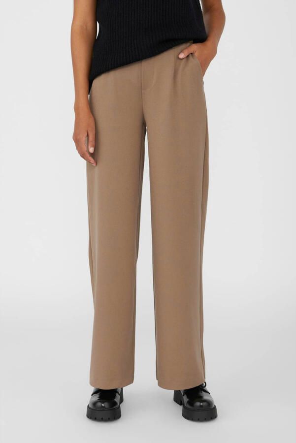 OBJECT wide leg pantalon OBJLISA van polyester taupe - Foto 6