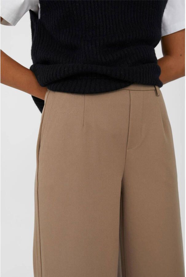 OBJECT wide leg pantalon OBJLISA van polyester taupe - Foto 4