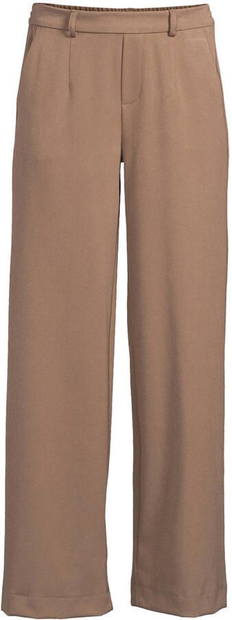 OBJECT wide leg pantalon OBJLISA van polyester taupe - Foto 6