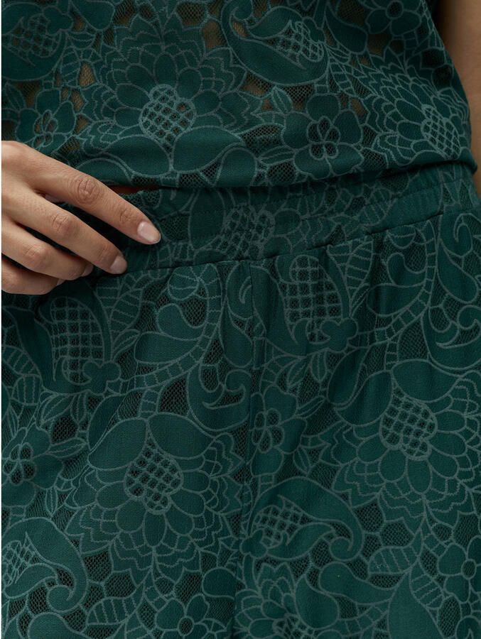 OBJECT wide leg regular waist casual broek donkergroen - Foto 2