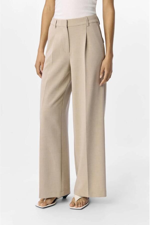OBJECT Dames Broeken Objivy Hw Wide Pant Beige - Foto 7
