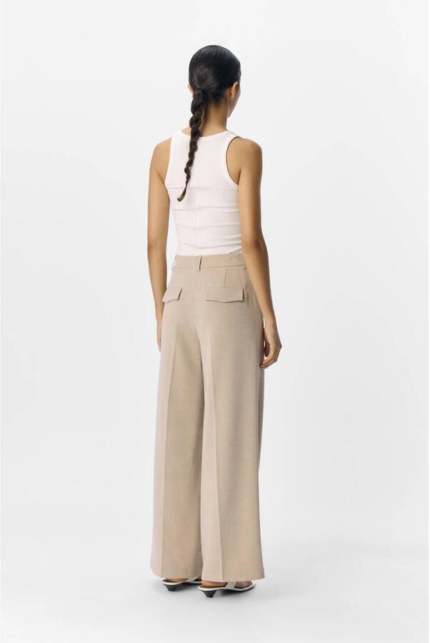 OBJECT Dames Broeken Objivy Hw Wide Pant Beige - Foto 5