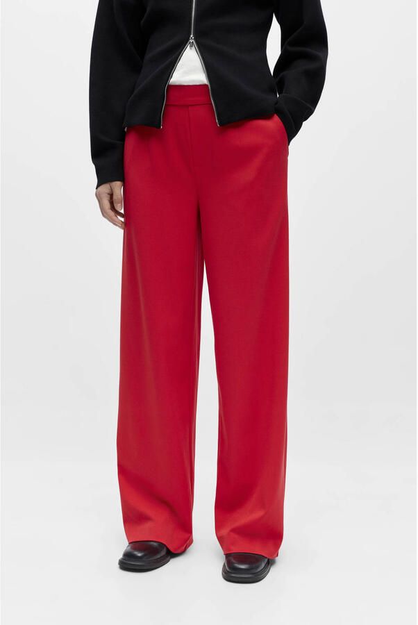 OBJECT Dames Broeken Objlisa Wide Pant Rood - Foto 5