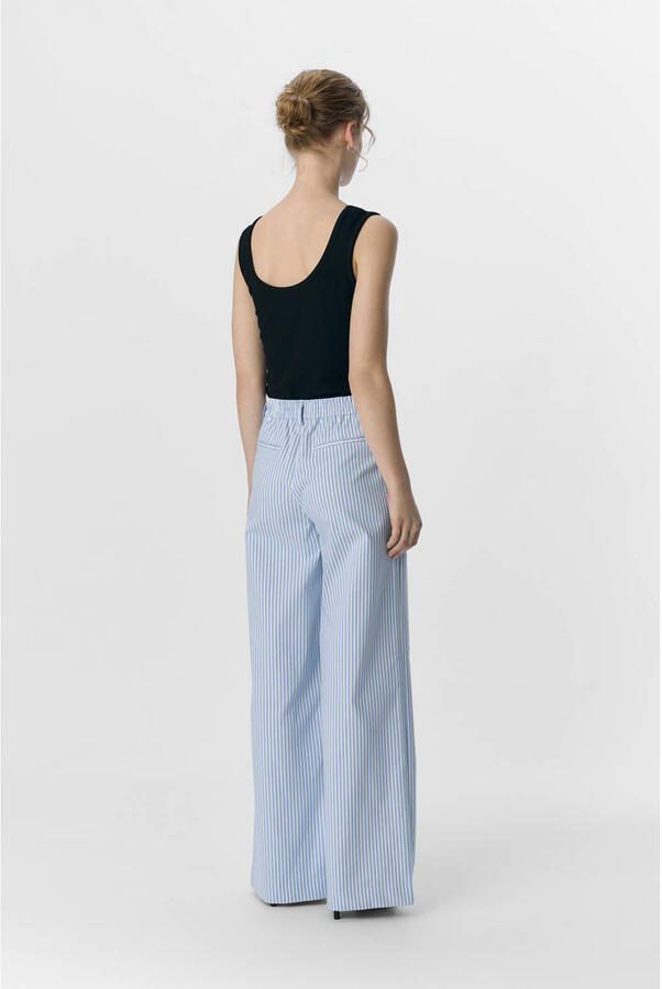 OBJECT OBJLISA wide leg regular waist pantalon lichtblauw wit - Foto 2