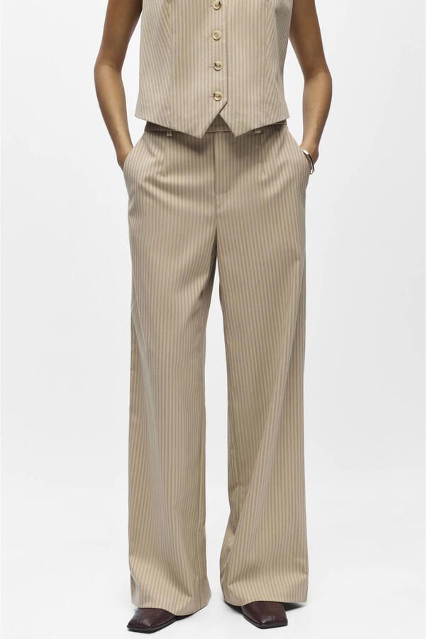 OBJECT wide leg regular waist pantalon met krijtstreep - Foto 3