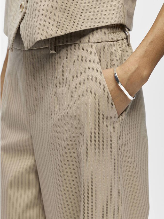 OBJECT wide leg regular waist pantalon met krijtstreep - Foto 2