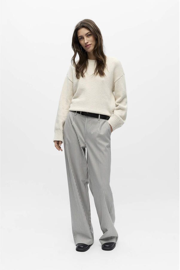 OBJECT Wide leg regular waist pantalon met krijtstreep - Foto 2