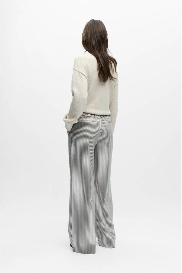 OBJECT Wide leg regular waist pantalon met krijtstreep - Foto 3
