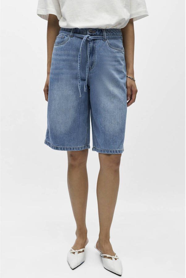 OBJECT wide leg regular waist short light blue denim