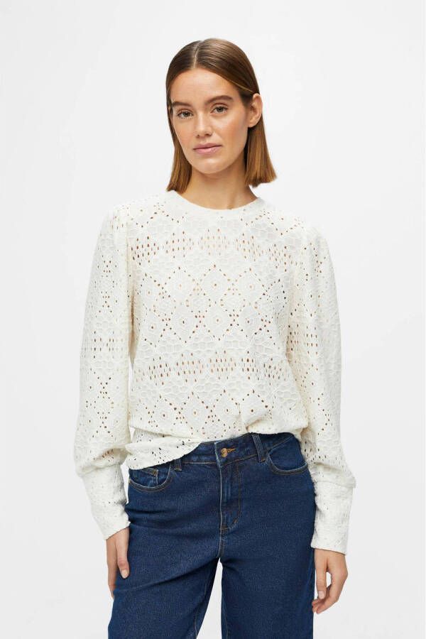 OBJECT top OBJFEODORA van gerecycled polyester wit