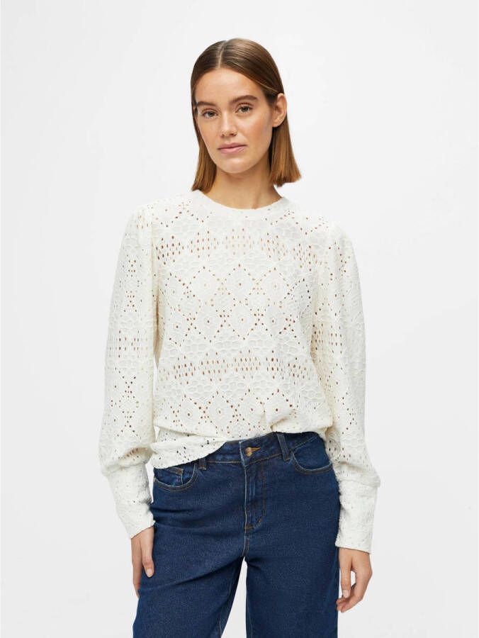 OBJECT top OBJFEODORA van gerecycled polyester wit
