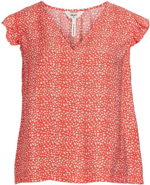 OBJECT top OBJLEONORA met all over print rood wit