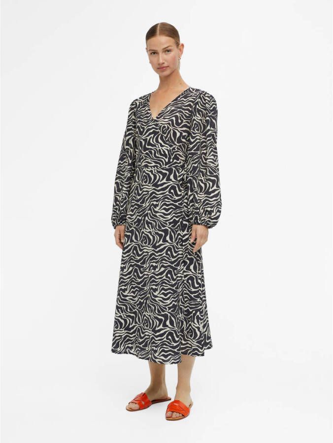 Object Dames Jurken Objleonora L s Wrap Midi Dress Black Dames - Foto 2