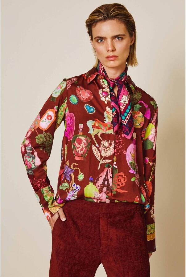 Oilily blouse met print roodbruin