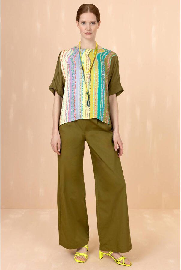 Oilily wide leg high waist broek olijfgroen