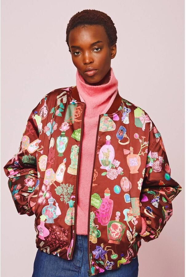 Oilily bomberjack met print roodbruin