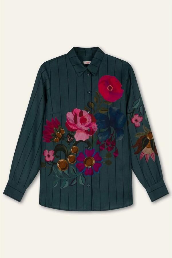 Oilily gebloemde blouse donkergroen