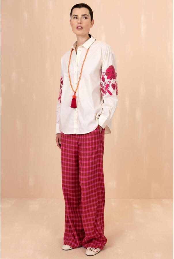 Oilily gebloemde blouse met hartjes met dierenprint broderie ecru