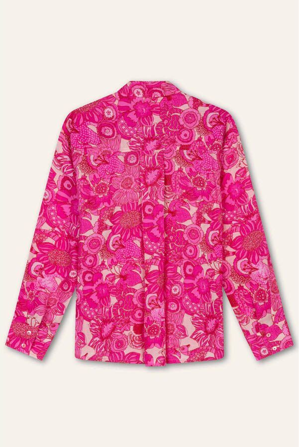 Oilily gebloemde blouse met linnen roze - Foto 2
