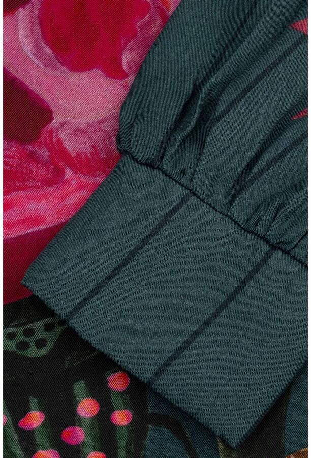 Oilily gebloemde maxi blousejurk met ceintuur donkergroen - Foto 2