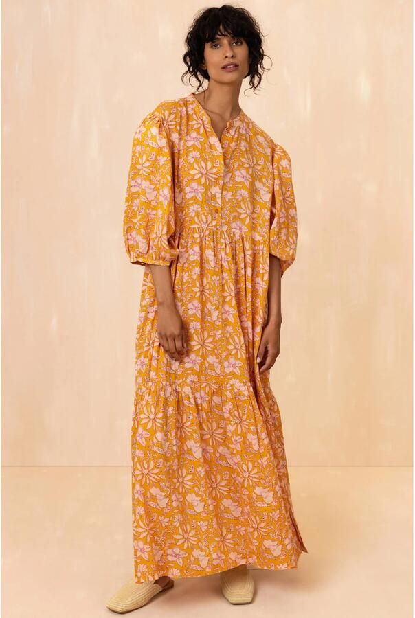 Oilily gebloemde maxi jurk geel