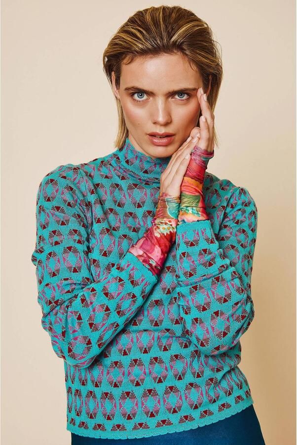 Oilily gebloemde semi-transparante top meerkleurig