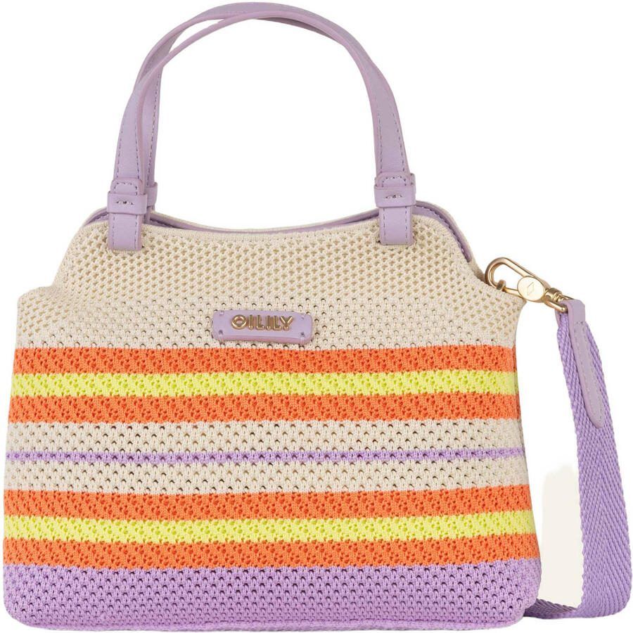 Oilily gehaakte mini handtas Hitesh lila oranje