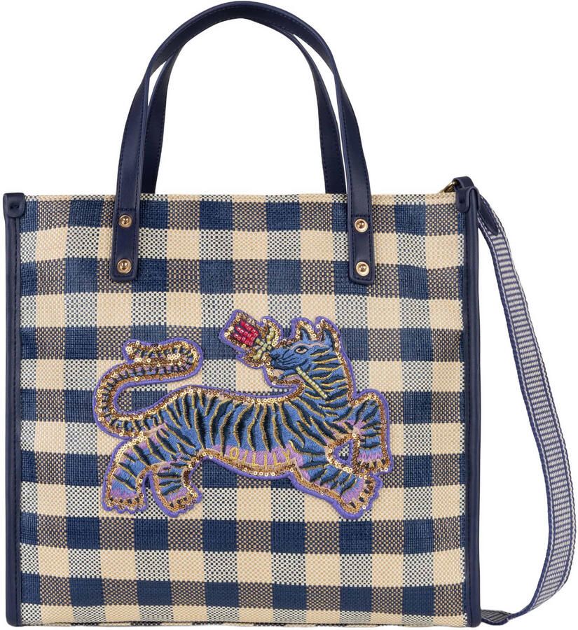 Oilily geruite shopper Huma donkerblauw