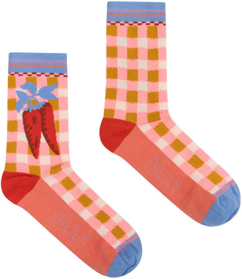 Oilily geruite sokken Asockies roze