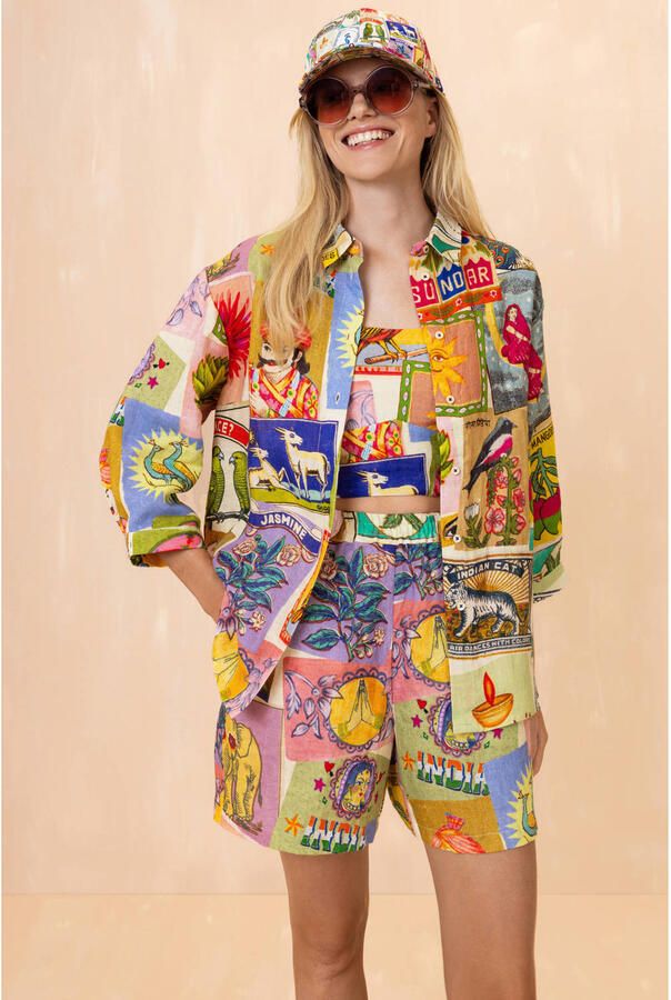 Oilily high waist broek met all over print multi