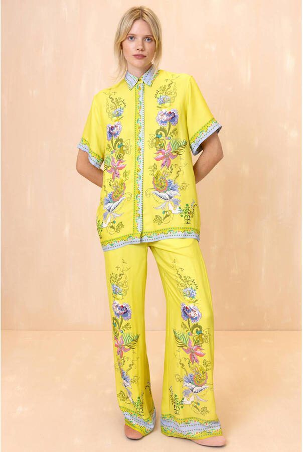 Oilily high waist wide leg broek geel - Foto 2