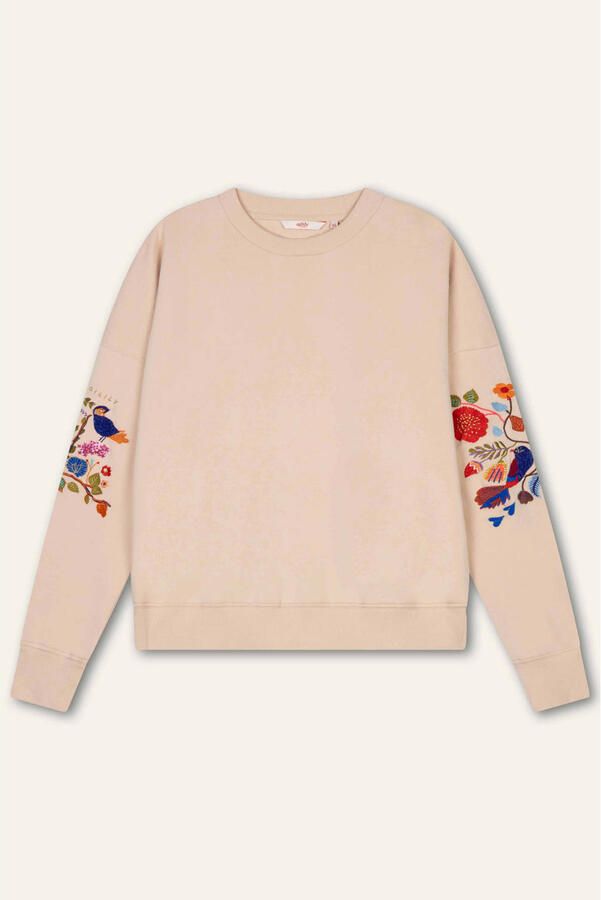 Oilily katoenen sweater met borduursels beige