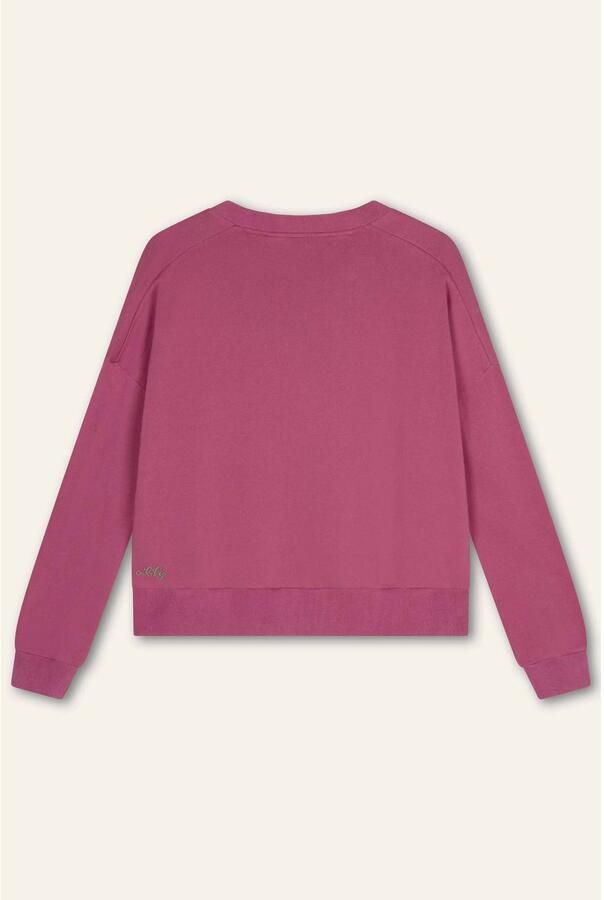 Oilily katoenen sweater met pailletten roze - Foto 3