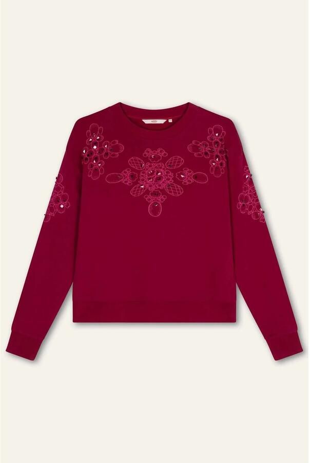 Oilily katoenen trui met borduursels wijnrood