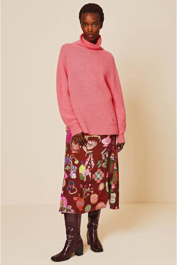 Oilily midi A-lijn rok met print roodbruin