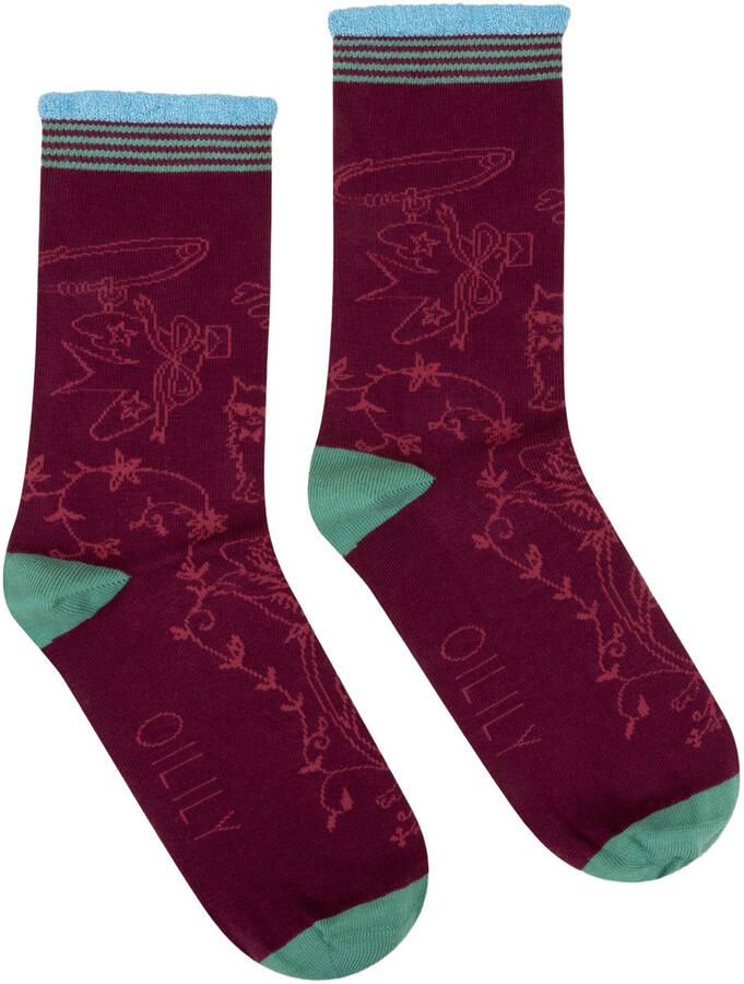 Oilily sokken Asockies bordeauxrood