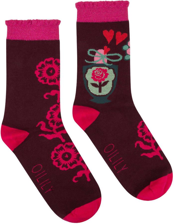 Oilily sokken Asockies bordeauxrood
