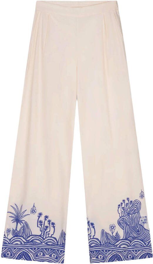 Oilily wide leg high waist broek crème