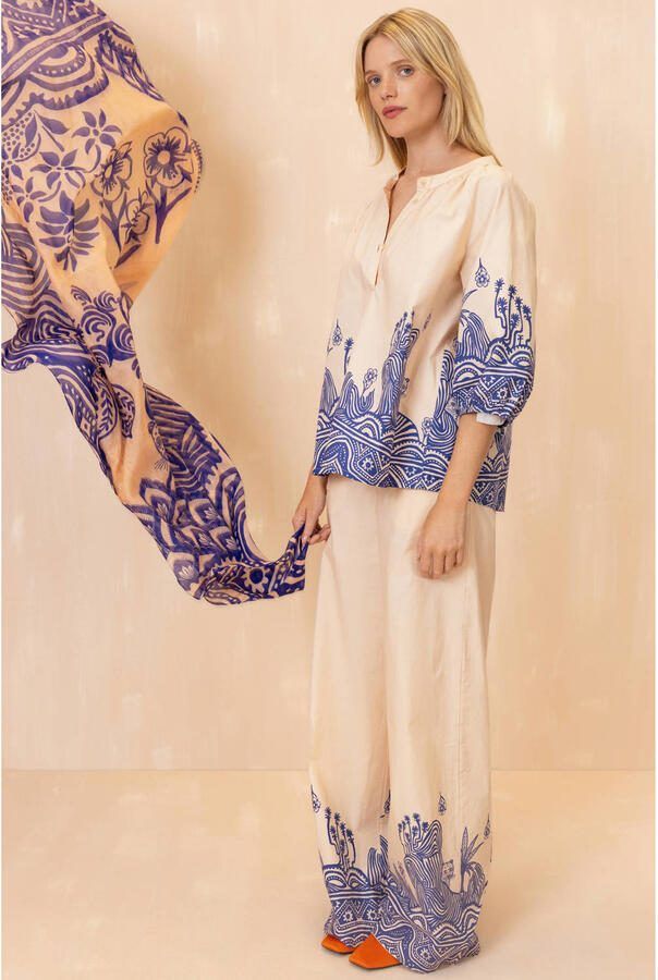Oilily wide leg high waist broek crème - Foto 3