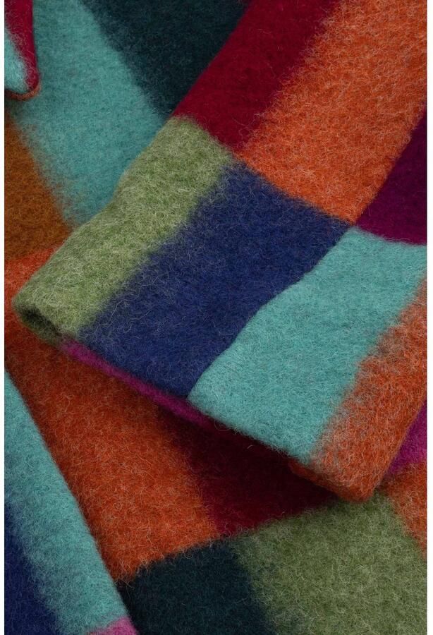 Oilily wollen geruite faux fur jas meerkleurig - Foto 2