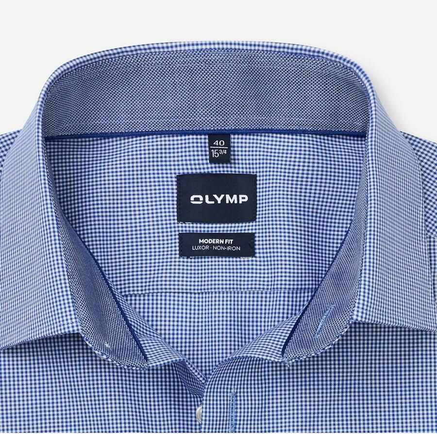 Olymp Comfort geruit casual overhemd donkerblauw - Foto 2