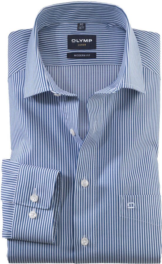 Olymp Comfort gestreepte casual overhemd donkerblauw