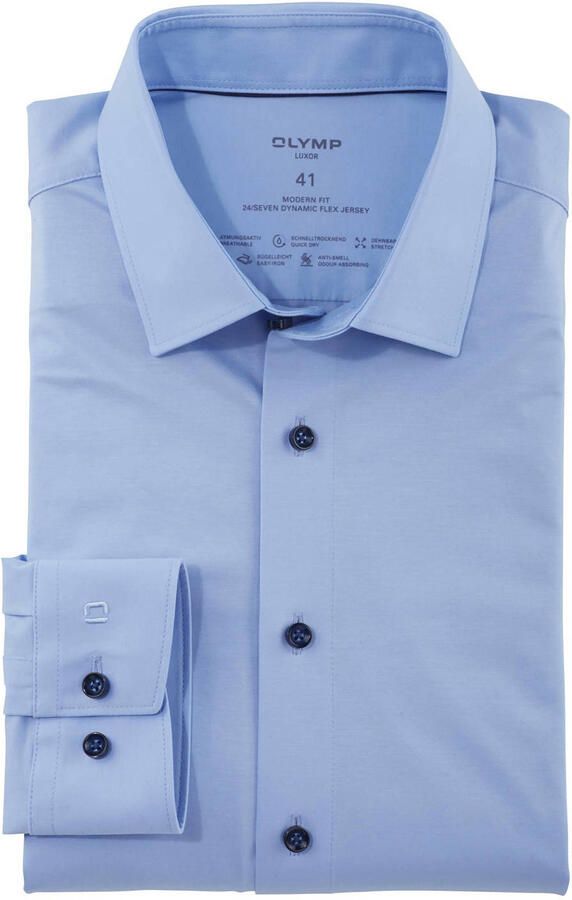 OLYMP Overhemd met lange mouwen Luxor 24 Seven modern fit jersey shirt met geurremmende materiaaleigenschappen - Foto 3