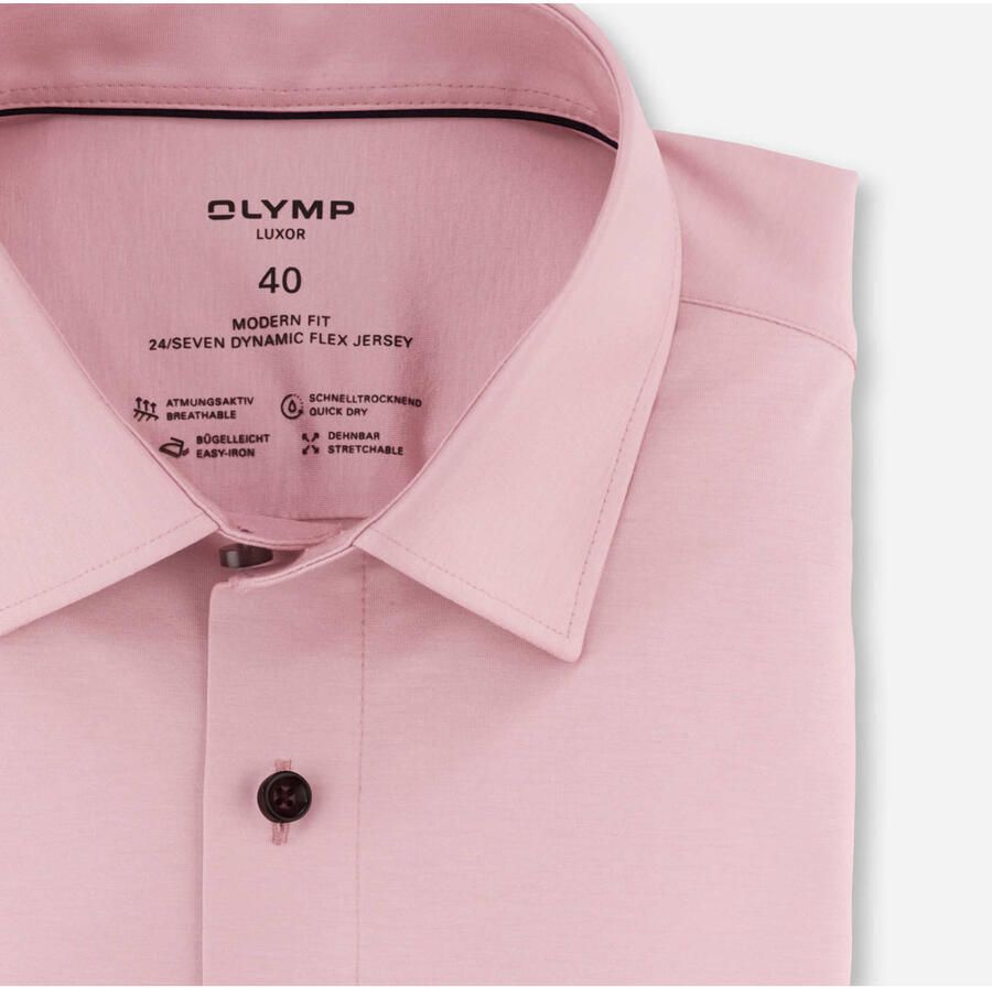OLYMP Overhemd met lange mouwen Luxor 24 Seven modern fit jersey shirt met geurremmende materiaaleigenschappen