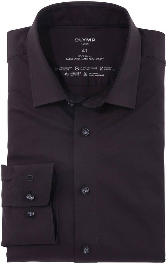 OLYMP Overhemd met lange mouwen Luxor 24 Seven modern fit jersey shirt met geurremmende materiaaleigenschappen - Foto 3